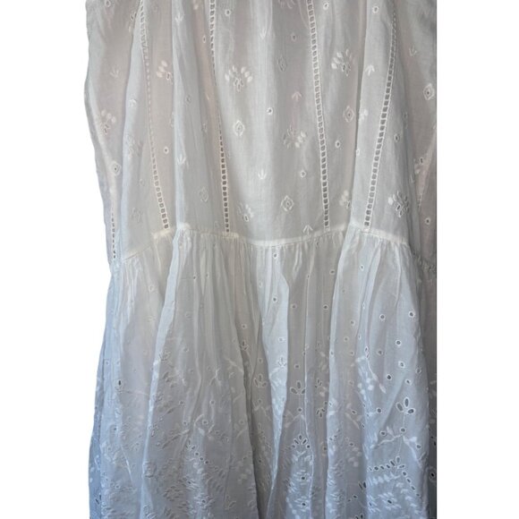 Unsubscribed White Eyelet Drop Waist Sundress Spaghetti Strap Cotton Dress Med - Picture 14 of 16